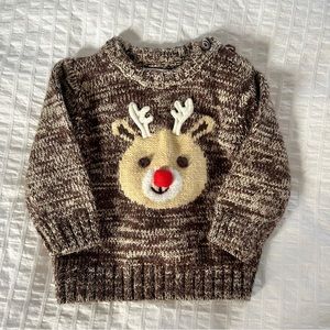 3 for $30 JOE FRESH Rudolph Reindeer Christmas Sweater Sz 6-12m